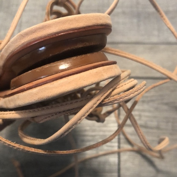 SCHUTZ jeweled leather sole gladiator sandals with circular design light tan - Picture 5 of 8